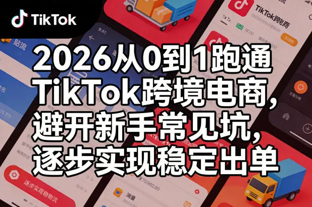 2026从0到1跑通TikTok跨境电商,避开新手常见坑,逐步实现稳定出单-豌豆轻创