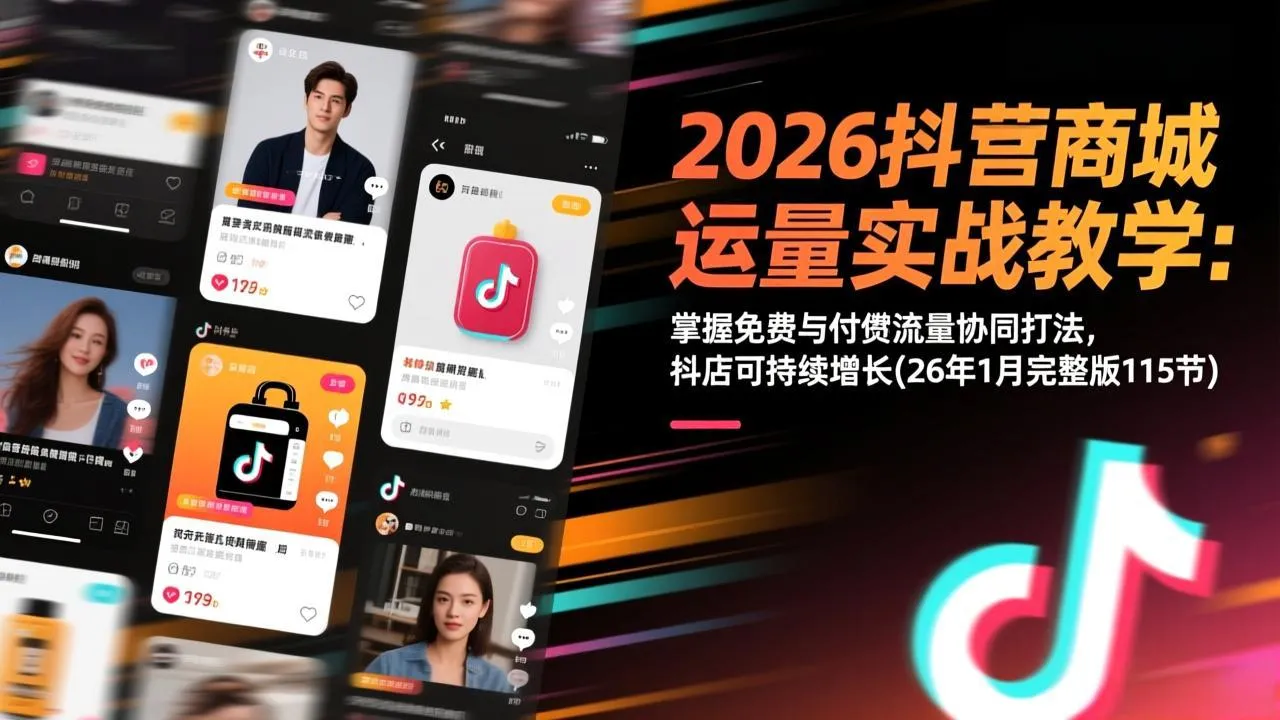 2026抖音商城运营实战教学：掌握免费与付费流量协同打法，抖店可持续增长(26年1月完整版115节-轻创