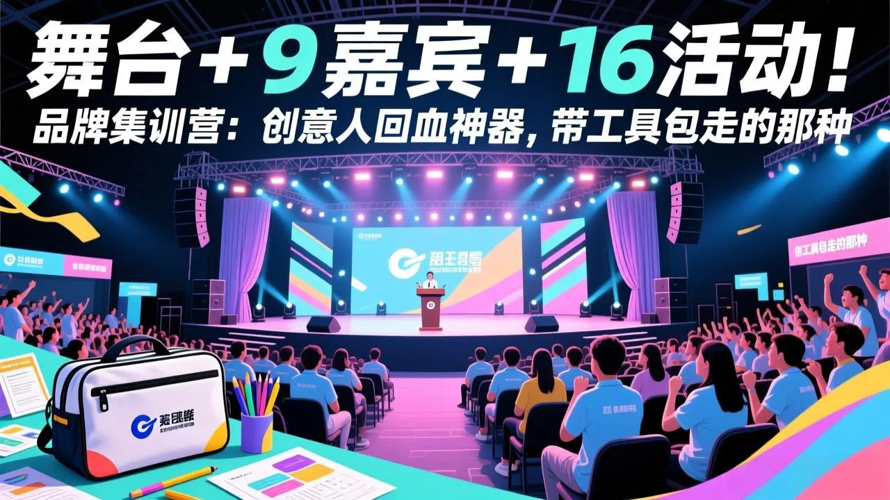 舞台 + 9 嘉宾 + 16 活动！品牌集训营：创意人回血神器，带工具包走的那种-轻创