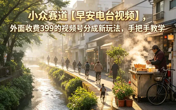 小众赛道【早安电台视频】，外面收费399的视频号分成新玩法，手把手教学-豌豆轻创