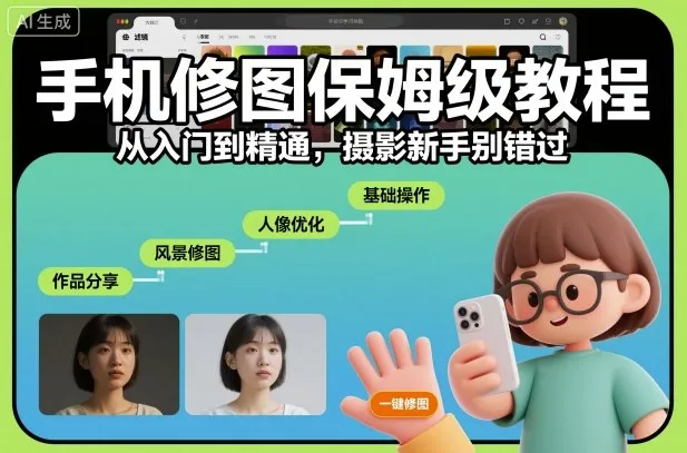 手机修图保姆级教程,从入门到精通,摄影新手别错过-轻创