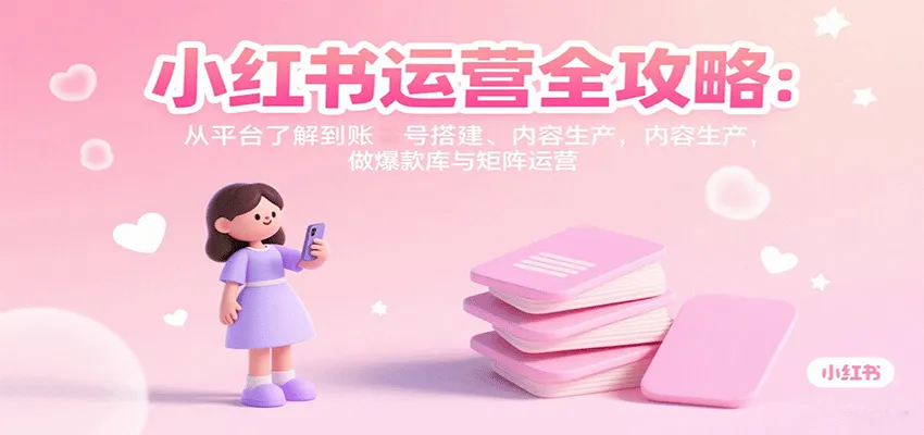 小红书运营全攻略：从平台了解到账号搭建、内容生产，做爆款库与矩阵运营-轻创