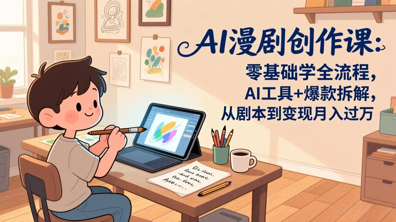 AI漫剧创作课：零基础学全流程，AI工具+爆款拆解，从剧本到变现月入过万-豌豆轻创