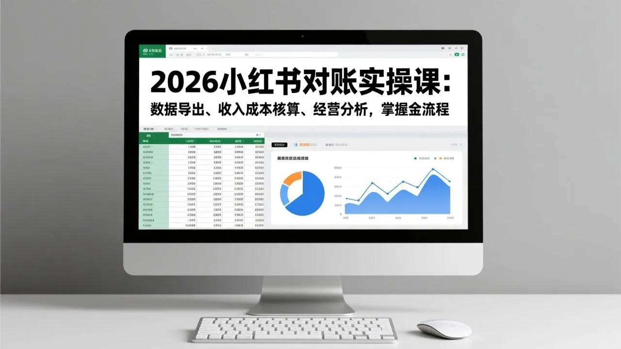 2026小红书对账实操课：数据导出、收入成本核算、经营分析，掌握全流程-轻创