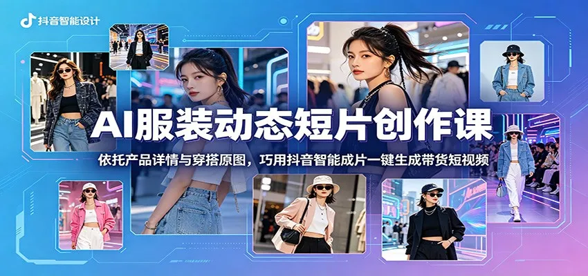 AI服装动态短片创作课：依托产品详情与穿搭原图，巧用抖音智能成片一键生成带货短视频-豌豆轻创