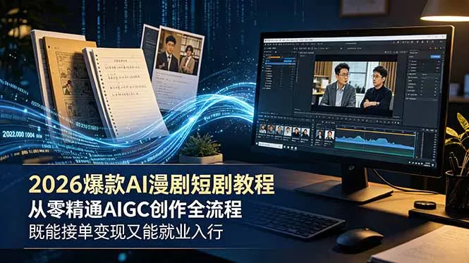 2026 爆款 AI 漫剧短剧教程 从零精通 AIGC 创作全流程 既能接单变现又能就业入行-豌豆轻创