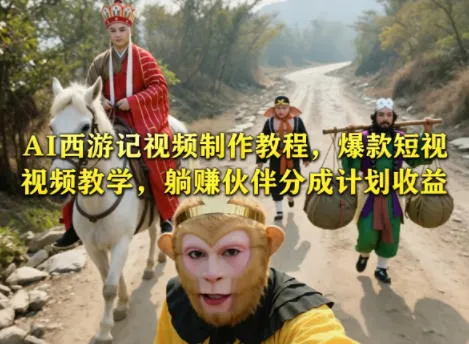 AI西游记视频制作教程，爆款短视频教学，躺賺伙伴分成计划收益-豌豆轻创