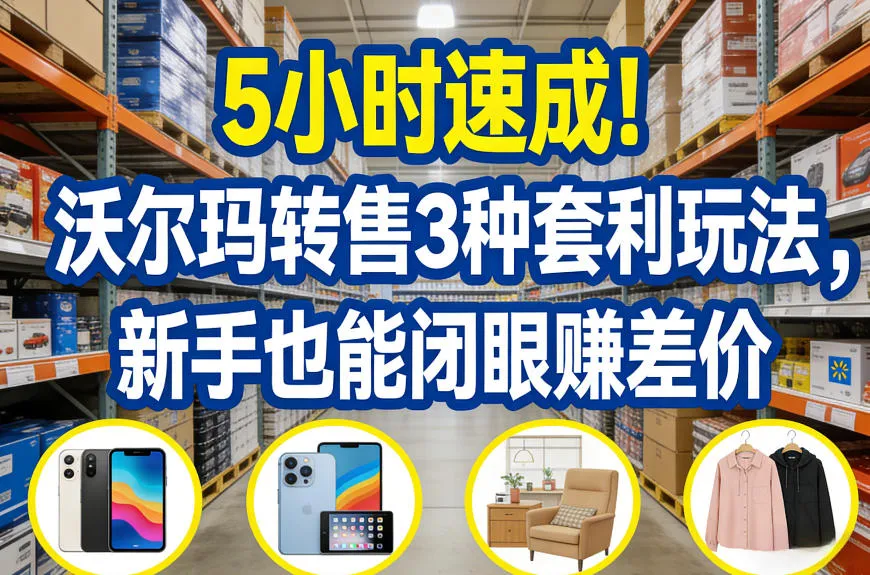 5小时速成！沃尔玛转售3种套利玩法，新手也能闭眼賺差价-轻创