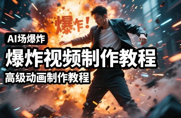 AI场景爆炸视频制作教程，利用人物实拍视频制作出高级的动画特效-轻创