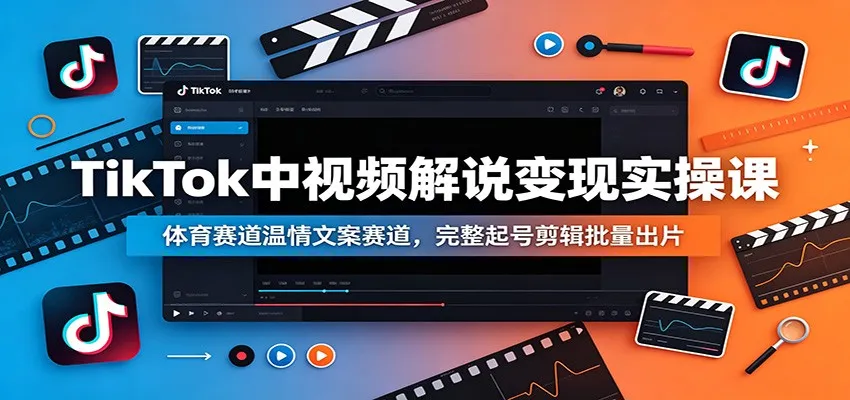 TikTok中视频解说变现实操课：体育赛道温情文案赛道，完整起号剪辑批量出片-豌豆轻创