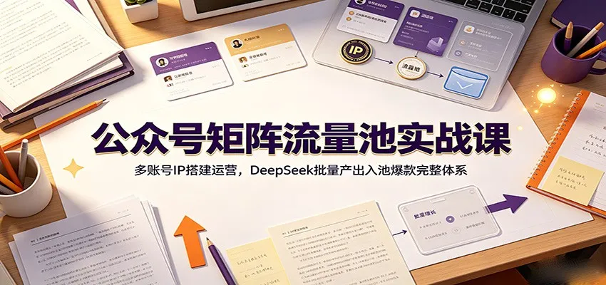 公众号矩阵流量池实战课：多账号IP搭建运营，DeepSeek批量产出入池爆款完整体系-豌豆轻创