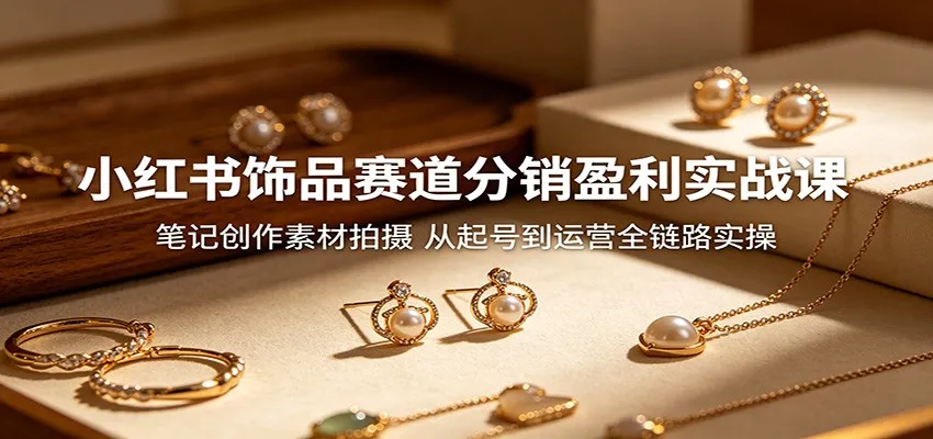 小红书饰品赛道分销盈利实战课：笔记创作素材拍摄，从起号到运营全链路实操-豌豆轻创