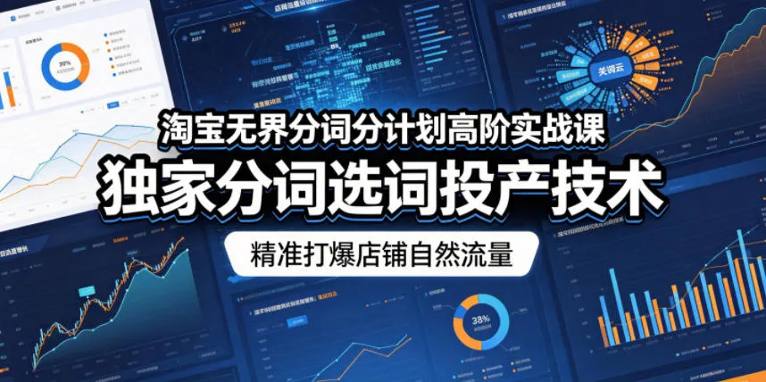 淘宝无界分词分计划高阶实战课，独家分词选词投产技术，精准打爆店铺自然流量-豌豆轻创