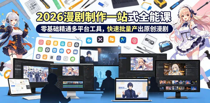 2026 AI漫剧制作一站式全能课，零基础精通多平台工具，快速批量产出原创漫剧-豌豆轻创