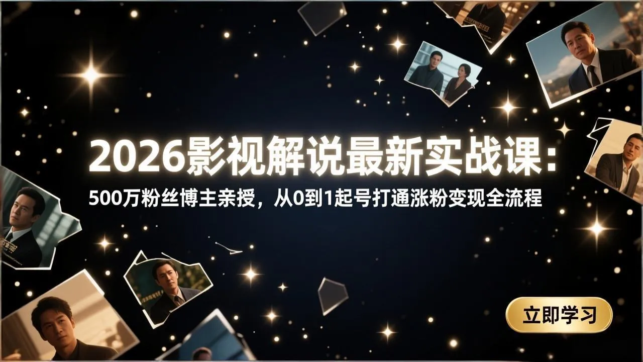 2026影视解说最新实战课：500万粉丝博主亲授，从0到1起号打通涨粉变现全流程-豌豆轻创