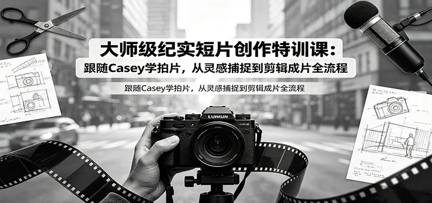 大师级纪实短片创作特训课:跟随Casey学拍片,从灵感捕捉到剪辑成片全流程-豌豆轻创