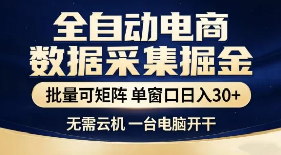 独家电商数据全自动采集项目，批量可矩阵，单窗口轻松日入3张+【揭秘】-豌豆轻创