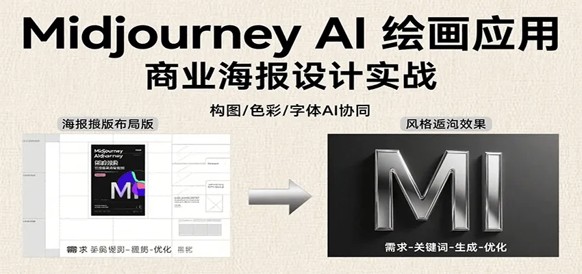 Midjourney AI绘画应用，关键词指令解析、漫画头像制作、海报设计、3D人物生成等-轻创