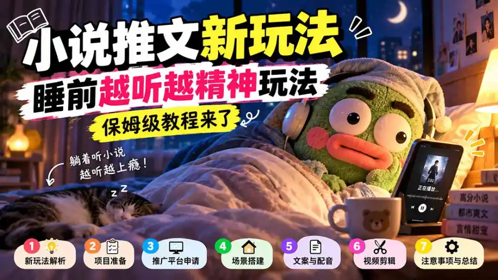 小说推文新玩法，睡前越听越精神玩法，保姆级教程来了-豌豆轻创