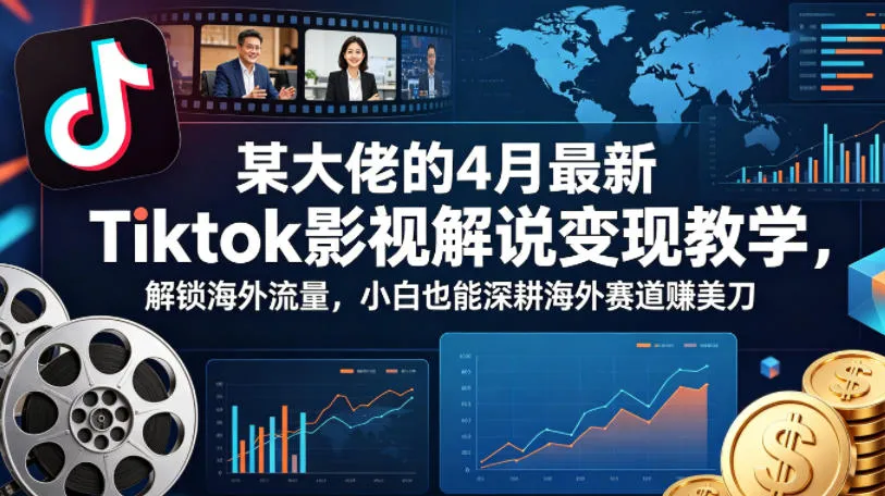 某大佬的4月最新Tiktok影视解说变现教学，解锁海外流量，小白也能深耕海外赛道賺美刀-豌豆轻创