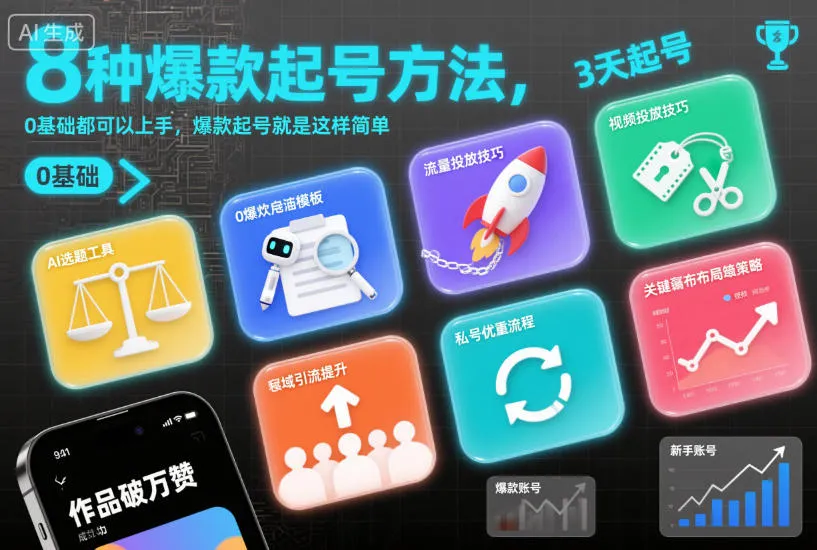 8种爆款起号方法，0基础都可以上手，爆款起号就是这样简单-轻创