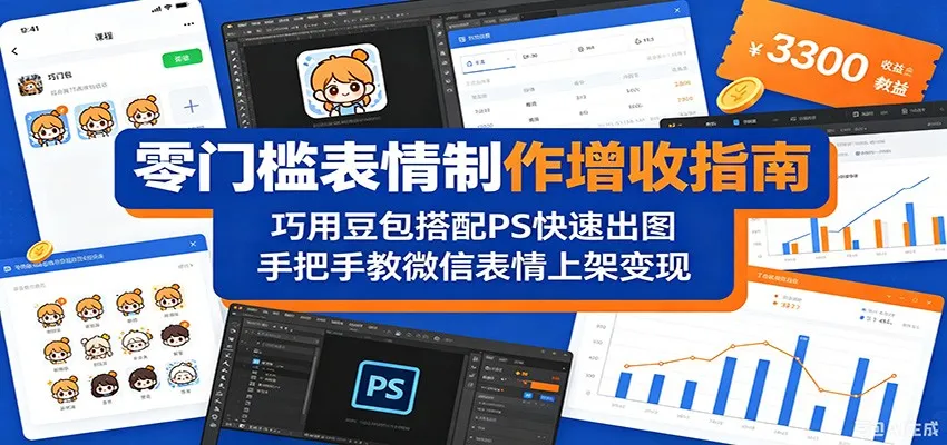零门槛表情制作增收指南：巧用豆包搭配 PS 快速出图，手把手教微信表情上架变现-豌豆轻创