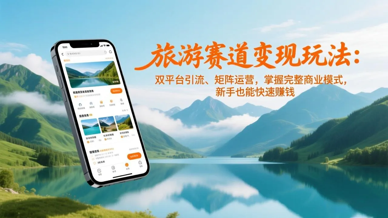 旅游赛道变现玩法：双平台引流、矩阵运营，掌握完整商业模式，新手也能快速赚钱-轻创