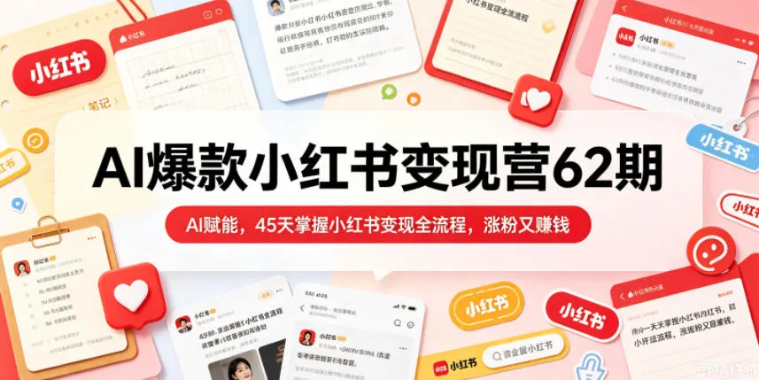 AI爆款小红书变现营62期2026年5月，AI赋能，45天掌握小红书变现全流程，涨粉又賺钱-豌豆轻创