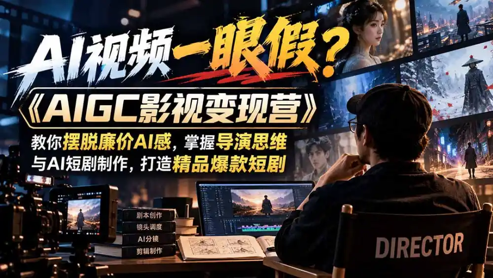 【无水印】AI视频一眼假？《AIGC影视变现营》教你摆脱廉价AI感，掌握导演思维与AI短剧制作，打造精品爆款短剧-豌豆轻创
