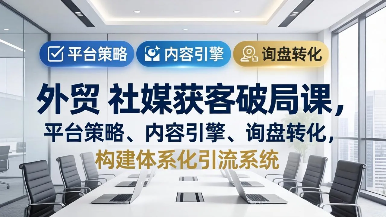 外贸 社媒获客破局课，平台策略、内容引擎、询盘转化，构建体系化引流系统(更新26年3月-豌豆轻创