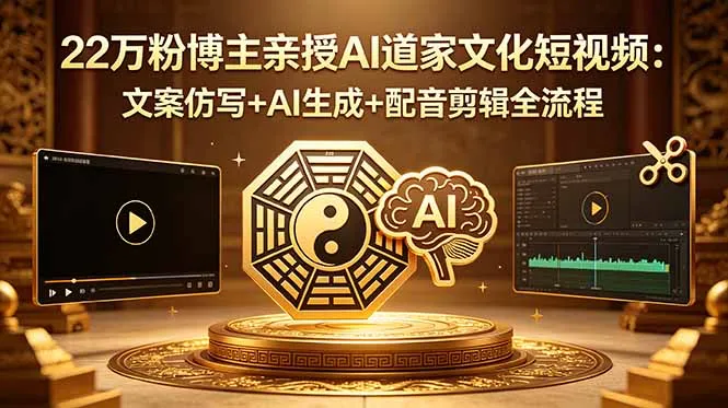 22万粉博主亲授AI道家文化短视频：文案仿写+AI生成+配音剪辑全流程-豌豆轻创
