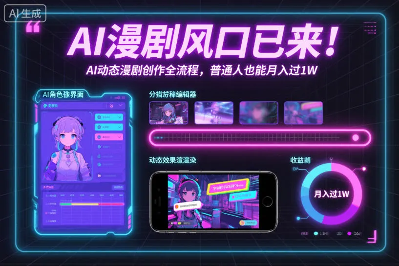 AI漫剧风口已来！AI动态漫剧创作全流程，普通人也能月入过1W-轻创