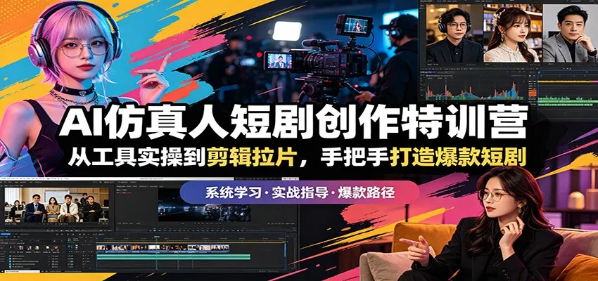 AI仿真人短剧创作特训营：从工具实操到剪辑拉片，手把手打造爆款短剧-豌豆轻创