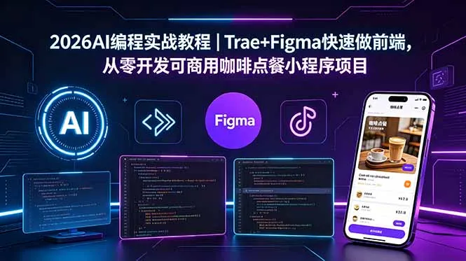 2026AI编程实战教程｜Trae+Figma快速做前端，从零开发可商用咖啡点餐小程序项目-豌豆轻创