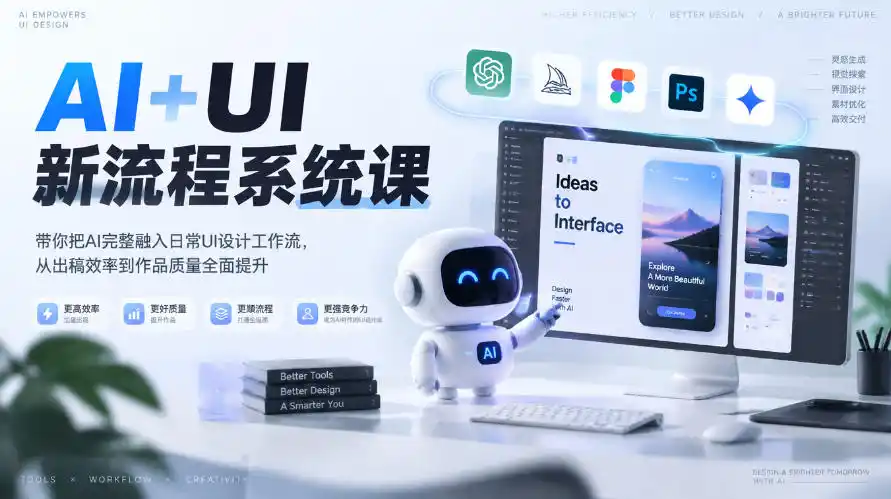 【无水印】AI+UI新流程系统课，带你把AI完整融入日常UI设计工作流，从出稿效率到作品质量全面提升(2026第4期)-豌豆轻创