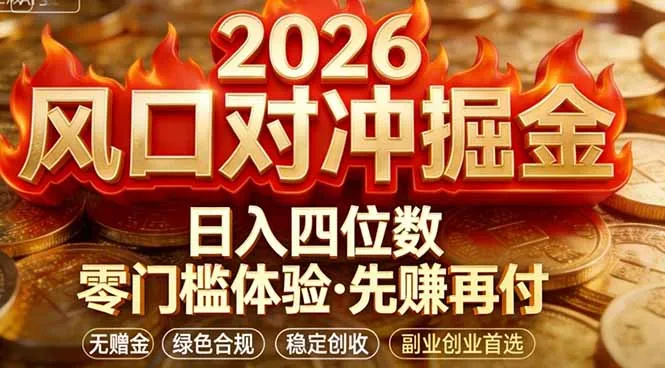 2026美金对冲套利，无赠金对冲策略保驾护航，低门槛易上手实操。单人单日收益2000+-豌豆轻创