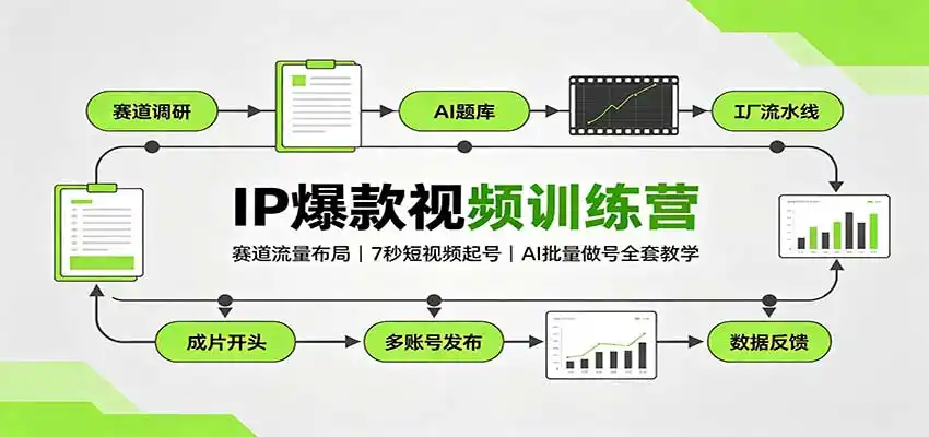 IP爆款视频训练营：赛道流量布局，7秒短视频起号，AI批量做号全套教学-豌豆轻创