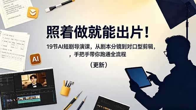 照着做就能出片！19节AI短剧导演课，从剧本分镜到对口型剪辑，手把手带你跑通全流程(更新-豌豆轻创