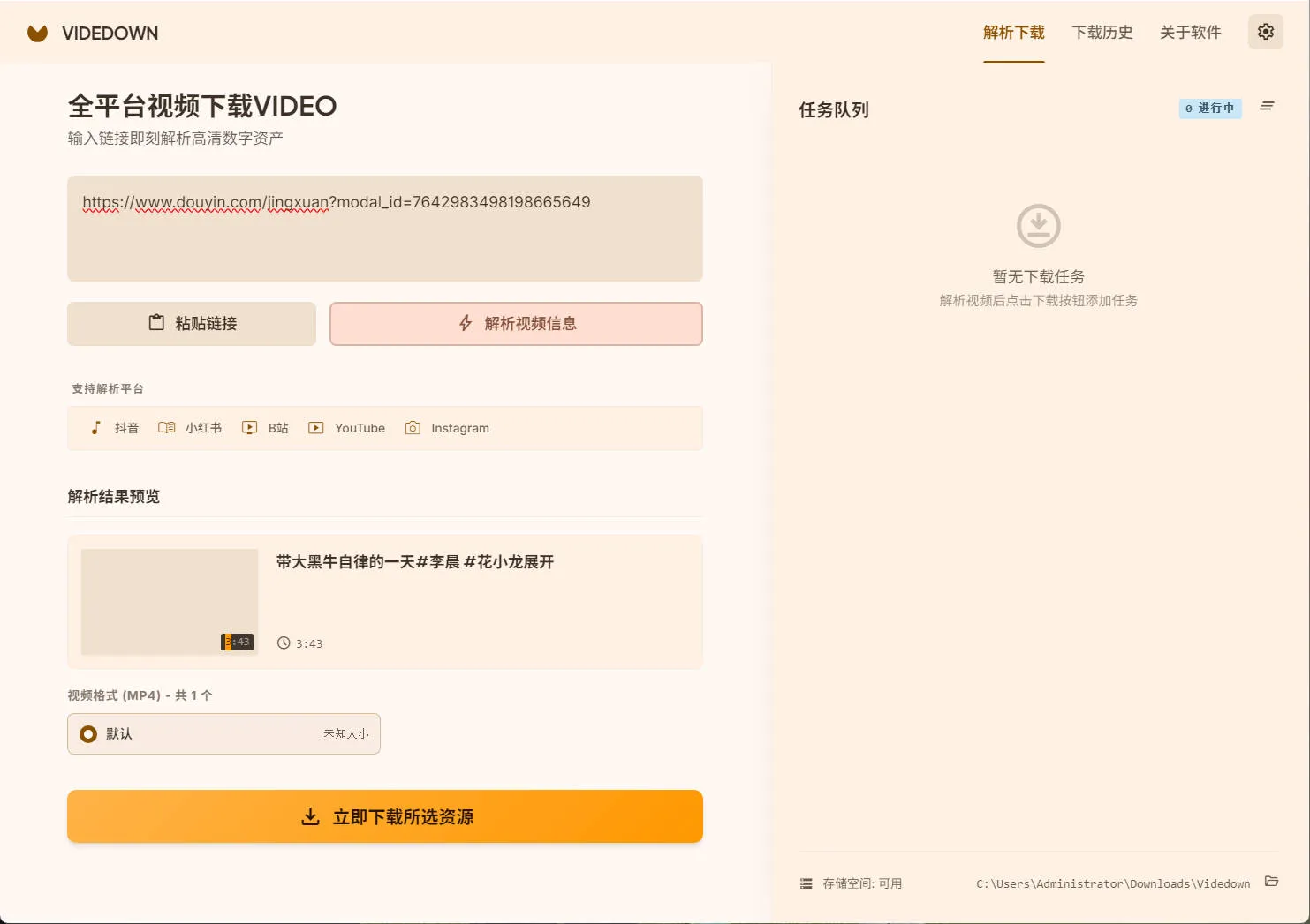 全平台视频下载Videdown v1.0.9-豌豆轻创