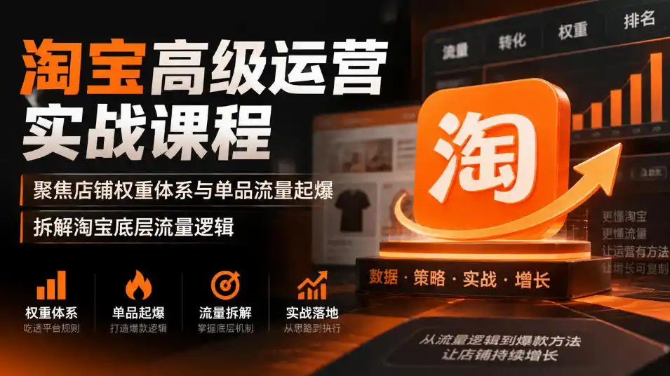 淘宝高级运营实战课程，聚焦店铺权重体系与单品流量起爆，拆解淘宝底层流量逻辑-豌豆轻创