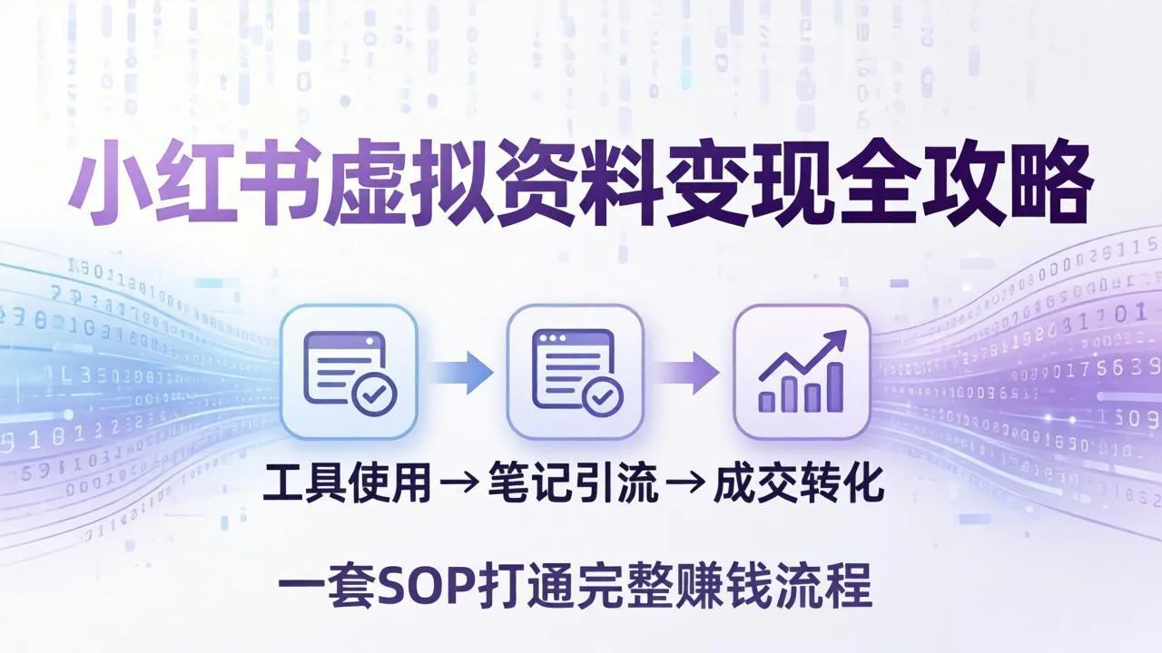 小红书虚拟资料变现全攻略:从工具使用到笔记引流成交,一套 SOP 打通完整赚钱流程-豌豆轻创