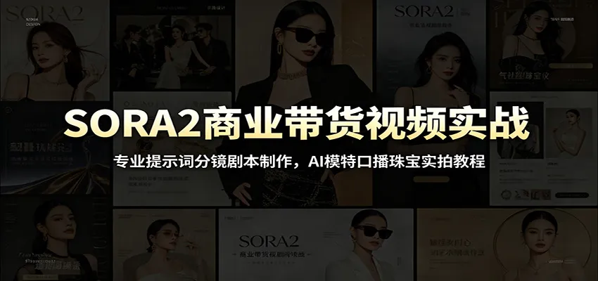 SORA2商业带货视频实战：专业提示词分镜剧本制作，AI模特口播珠宝实拍教程-豌豆轻创