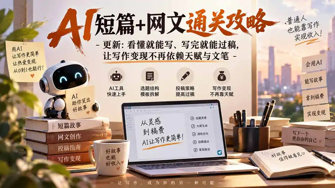 AI短篇+网文通关攻略-更新0921：看懂就能写、写完就能过稿，让写作变现不再依赖天赋与文笔-豌豆轻创