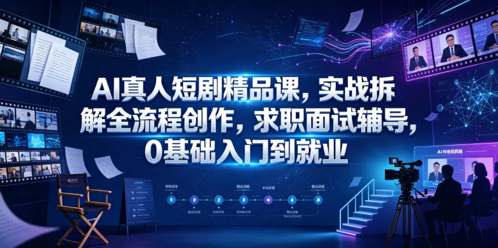 AI真人短剧精品课，实战拆解全流程创作，求职面试辅导，0基础入门到就业-豌豆轻创