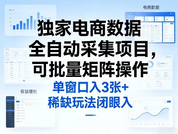 独家电商数据全自动采集项目，可批量矩阵操作，单窗口日入3张+，稀缺玩法闭眼入【揭秘】-豌豆轻创