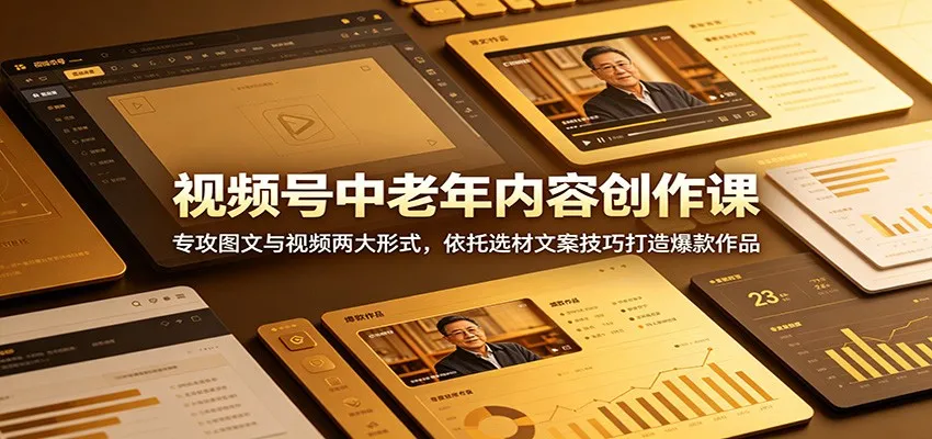 视频号中老年内容创作课:专攻图文与视频两大形式,依托选材文案技巧打造爆款作品-豌豆轻创