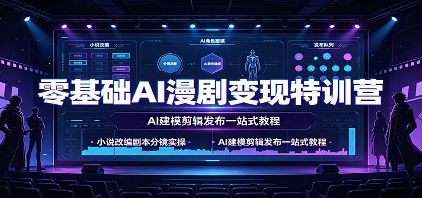 零基础AI漫剧变现特训营：小说改编剧本分镜实操，AI建模剪辑发布一站式教程-豌豆轻创