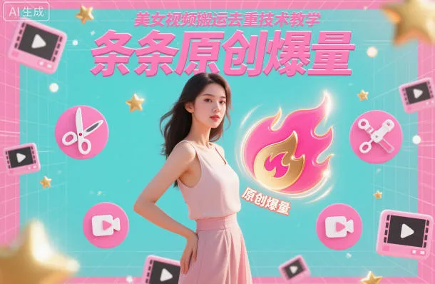 美女视频搬运去重技术教学,条条原创爆量-轻创