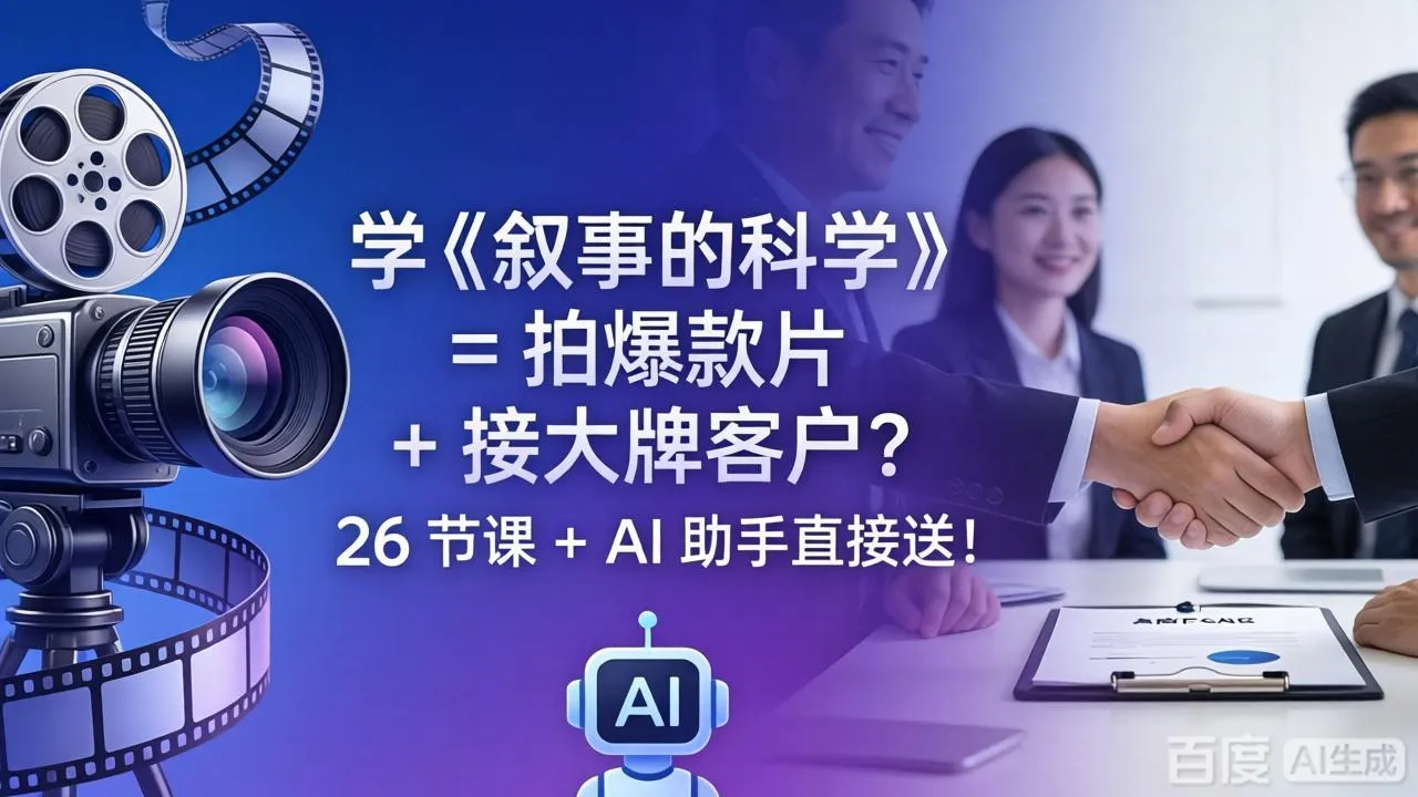 学《叙事的科学》= 拍爆款片 + 接大牌客户？26 节课 + AI 助手直接送！-豌豆轻创