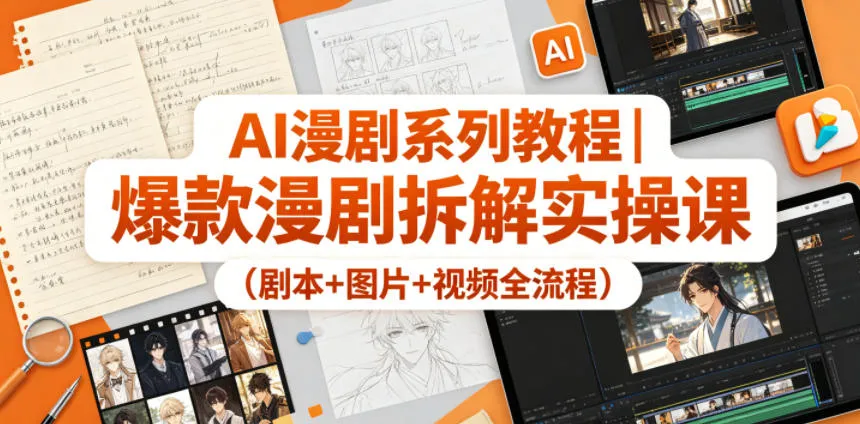 AI漫剧系列教程｜爆款漫剧拆解实操课(剧本+图片+视频全流程)-豌豆轻创